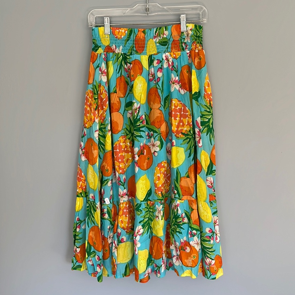 New York & Company Fruit Print Maxi Skirt size Small NWT
